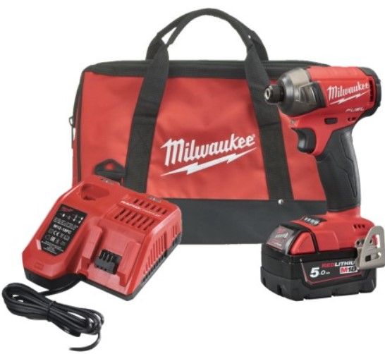 Milwaukee M18 FQID-501BRF FUEL™ SURGE™ akkus szénkefe nélküli hidraulikus ütvecsavarozó 1/4" hatszög meghajtással (1 x 5.0 Ah Li-ion akkuval) termék fő termékképe