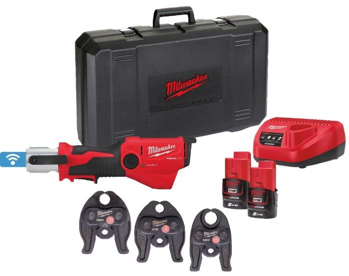 Milwaukee M12 ONEHPT-202C U-készlet szuperkompakt FORCE LOGIC™ hidraulikus présszerszám ONE-KEY™ funkcióval (2 x 2.0 Ah Li-ion akkuval) termék fő termékképe
