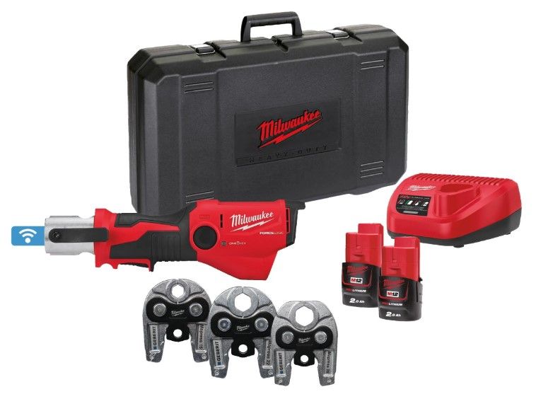 Milwaukee M12 ONEHPT-202C geberit mapress készlet szuperkompakt FORCE LOGIC™ hidraulikus présszerszám ONE-KEY™ funkcióval (2 x 2.0 Ah Li-ion akkuval) termék fő termékképe