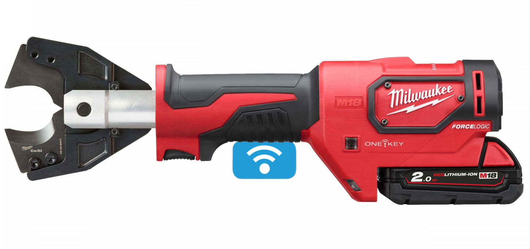 Milwaukee M18 ONEHCC-201C CU/AL-SET akkus ONE-KEY™ FORCELOGIC™ hidraulikus kábelvágó (1 x 2.0 Ah Li-ion akkuval, kofferben) termék fő termékképe