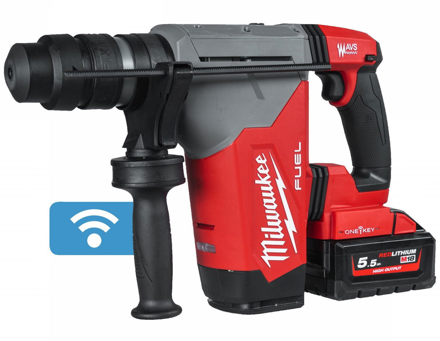 Milwaukee M18 ONEFHPX-552X akkus ONE-KEY™ FUEL™ SDS-plus fúró-vésőkalapács (2 x 5.5 Ah Li-ion akkuval, Heavy Duty kofferben) termék fő termékképe