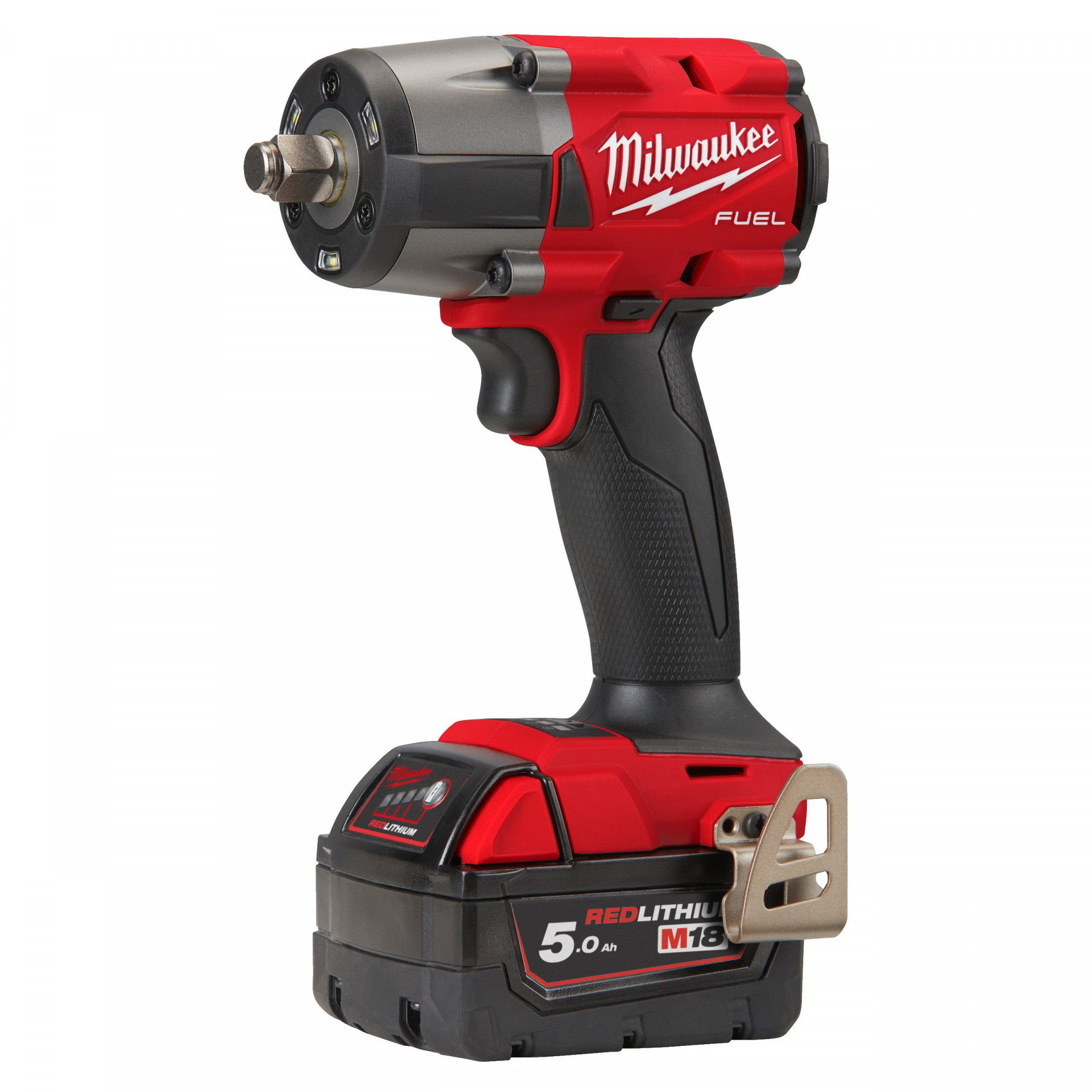 Milwaukee M18 FMTIW2F12-502X FUEL™ akkus szénkefe nélküli ütvecsavarozó biztosítógyűrűvel, 1/2" négyszög meghajtással (2 x 5.0 Ah Li-ion akkuval)  (PROMO) termék fő termékképe