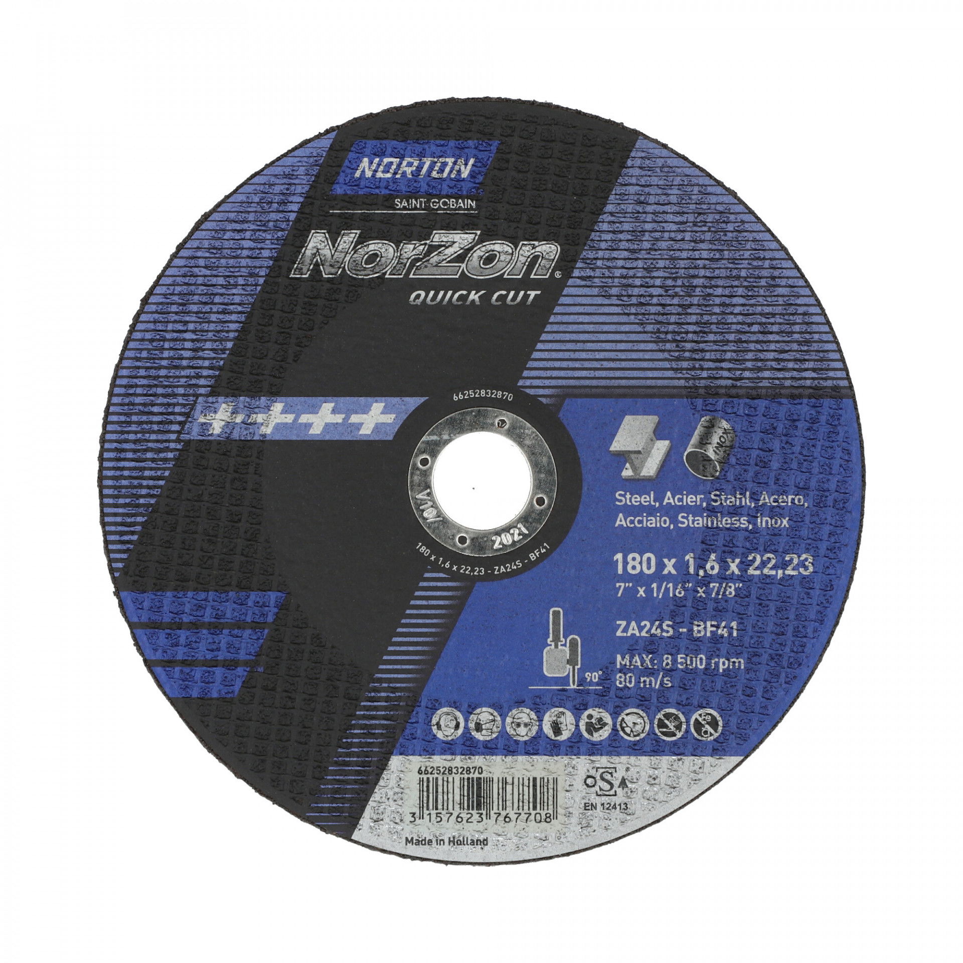 Norton Norzon Quick Cut vágókorong 180x1,6x22,23 mm ZA24S, 25 db/csomag termék fő termékképe