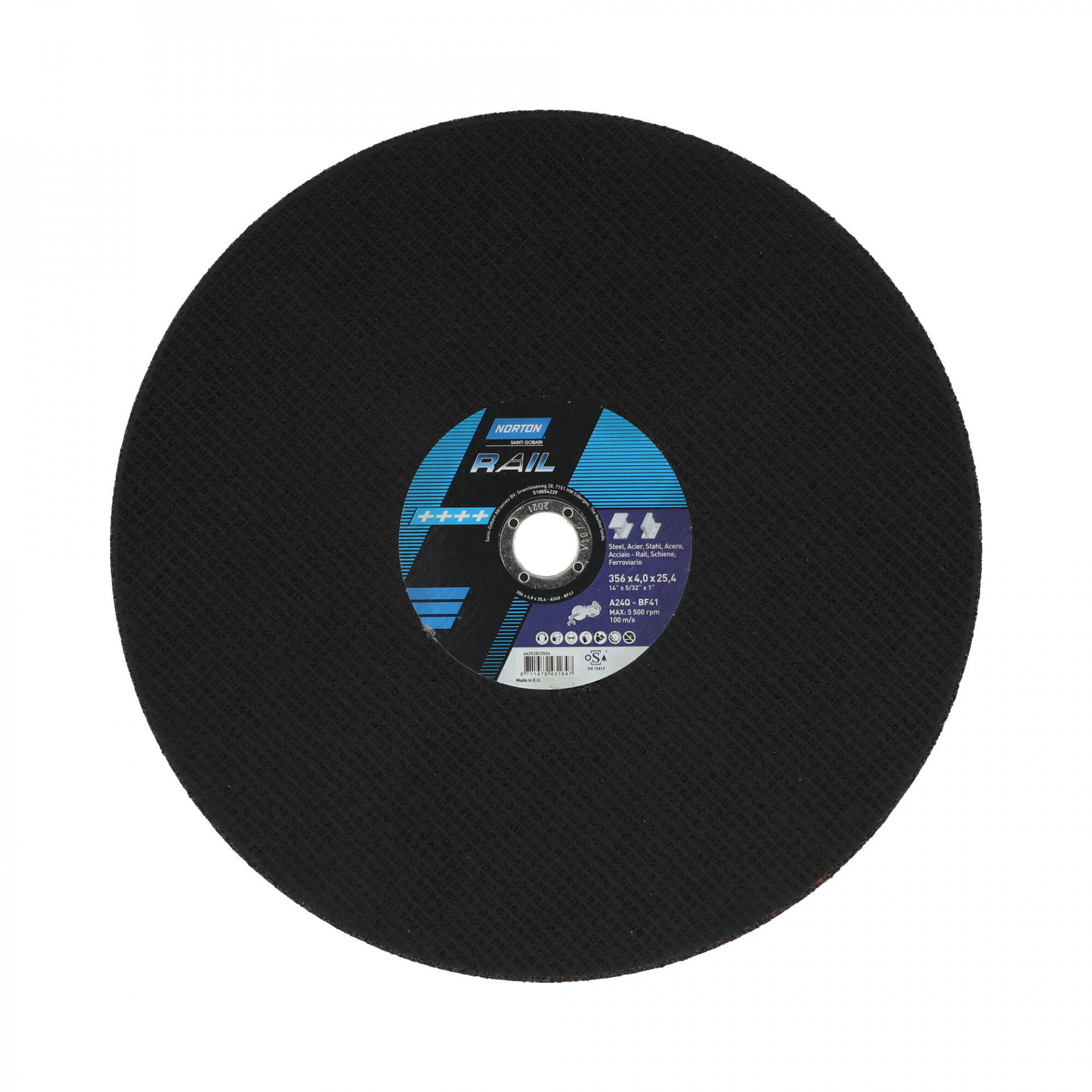 Norton Rail (Sín) vágókorong 356x4,0x25,4mm A24Q Medium, 10 db/csomag termék fő termékképe