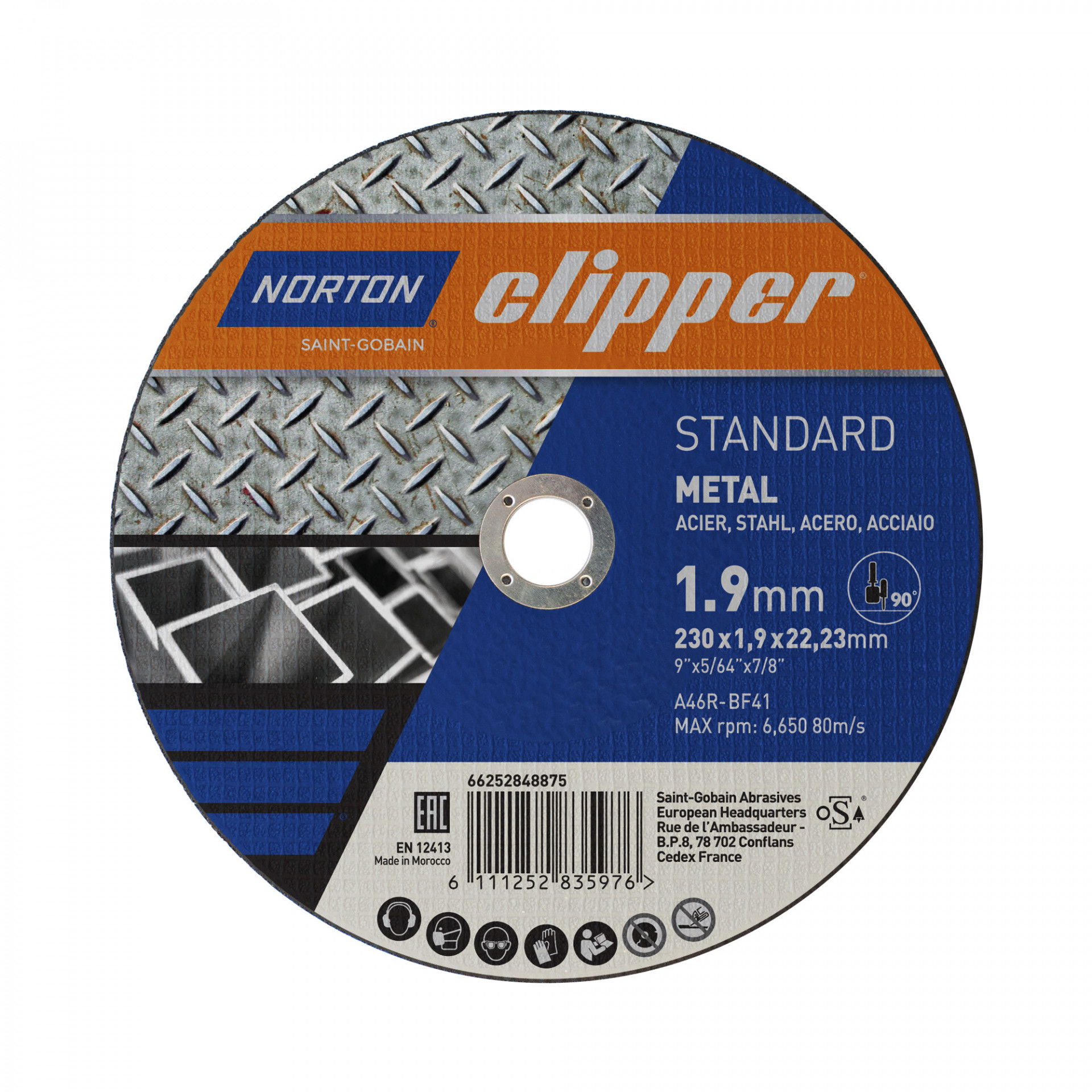 Norton Clipper Standard vágókorong 230x1,9x22,23mm A46R, 25 db/csomag termék fő termékképe
