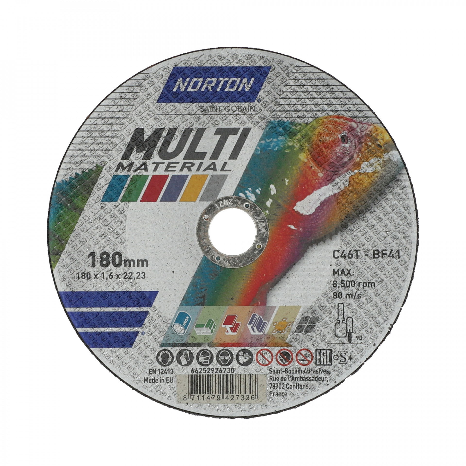 Norton Multimaterial vágókorong 180x1,6x22,23mm C46T, 25 db/csomag termék fő termékképe
