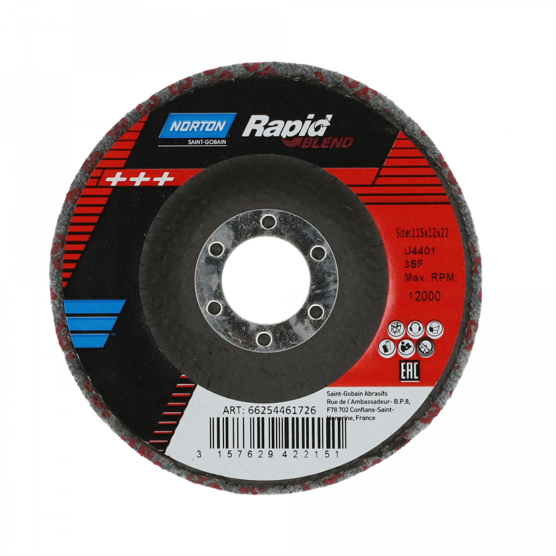 Norton Rapid Blend NEX DPC tisztítókorong Ø115x12x22 mm NEX2SF, 10 db/csomag termék fő termékképe