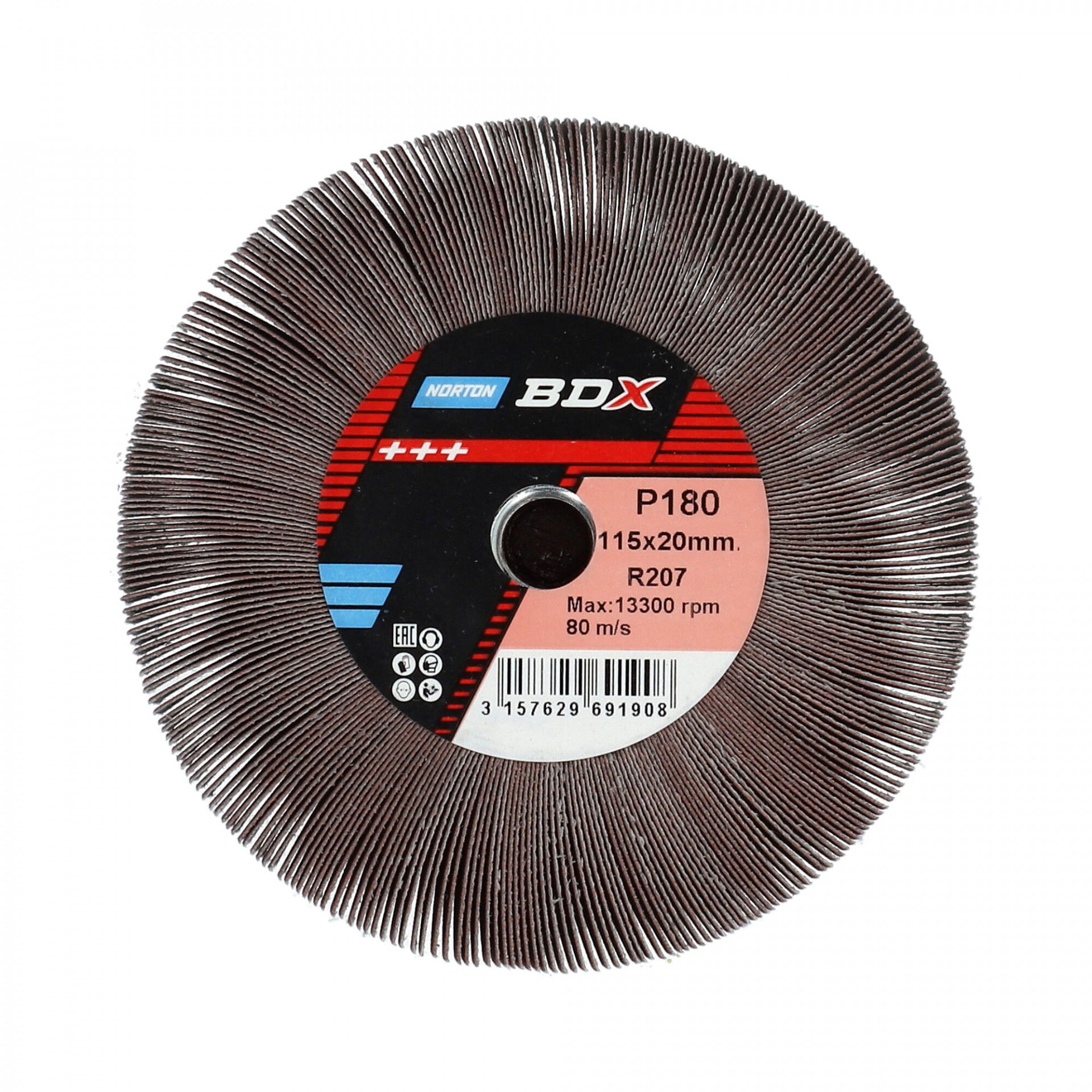 Norton BDX R207 Plus szaturnusz lamellás csiszolókorong Ø115x20xM14 P180, 5 db/csomag termék fő termékképe