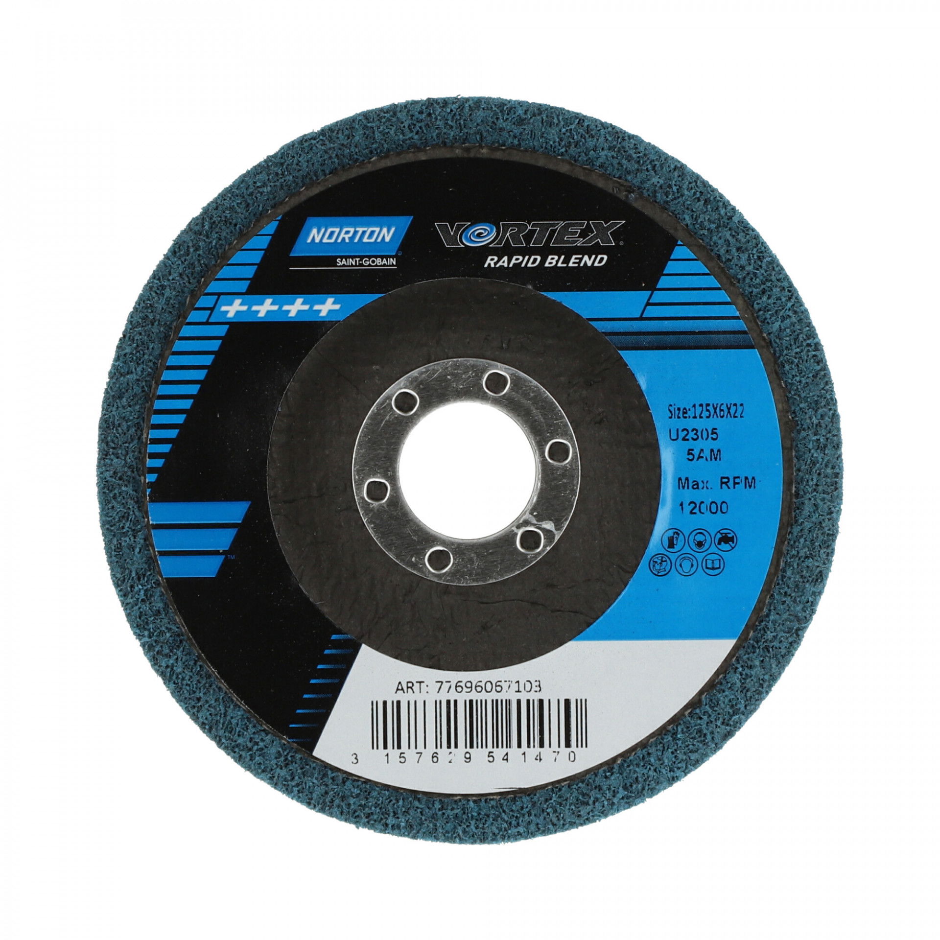 Norton Vortex Rapid Blend DPC tisztítókorong Ø125x6x22 mm 5AM, 10 db/csomag termék fő termékképe