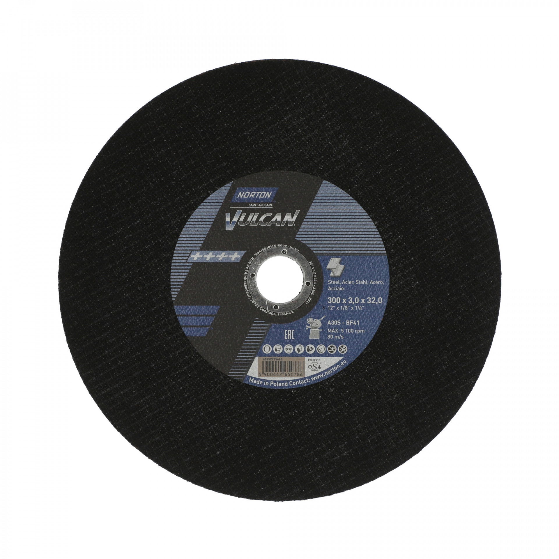 Norton Vulcan fém vágókorong 300x3,0x32,00mm A30S, 10 db/csomag termék fő termékképe