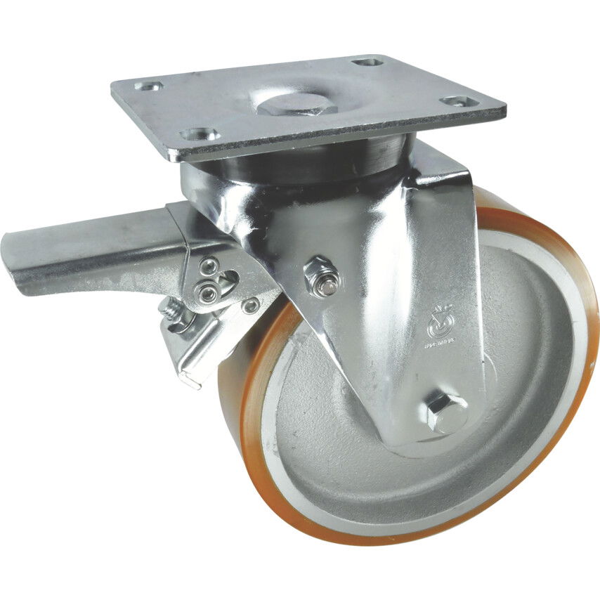 BOLYGÓ TÍPUS FELSÕ TÁNYÉRRAL ÉS FÉKKEL 150MM POLIURETÁN ABRONCS termék fő termékképe