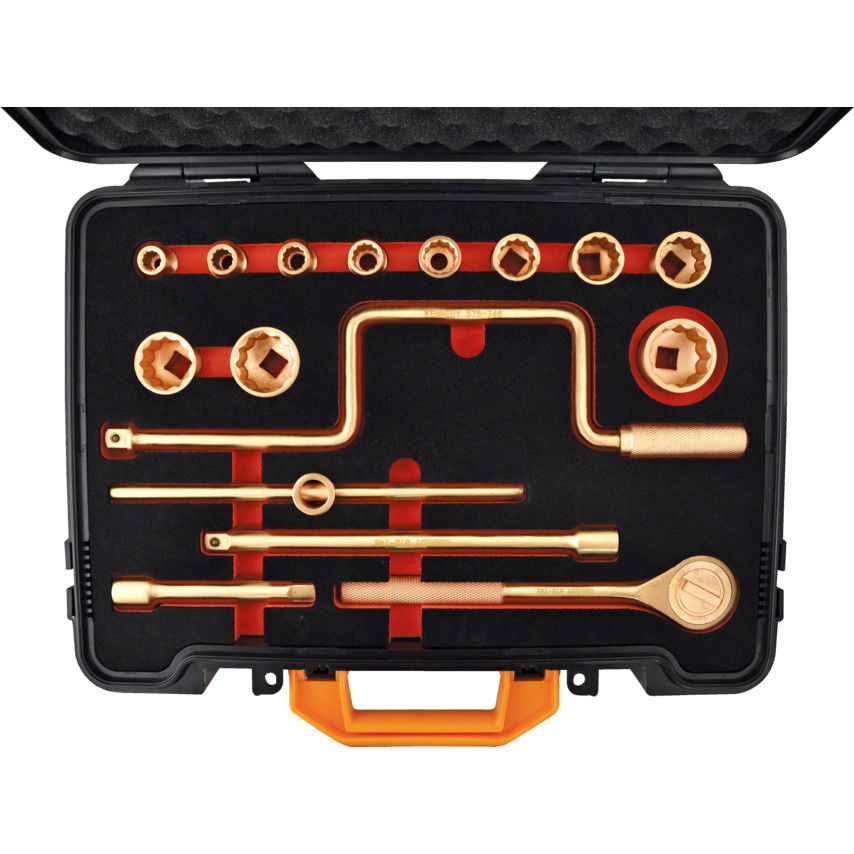 SZIKRAMENTES DUGÓKULCS KÉSZLET 1/2" MEGHAJTÓVAL 16 DB-OS BE-CU termék fő termékképe