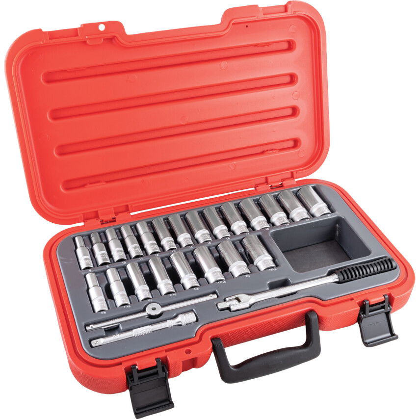 METRIKUS/AF HOSSZÚ DUGÓKULCS KÉSZLET 3/8" MEGHAJTÓVAL 25 DB-OS termék fő termékképe