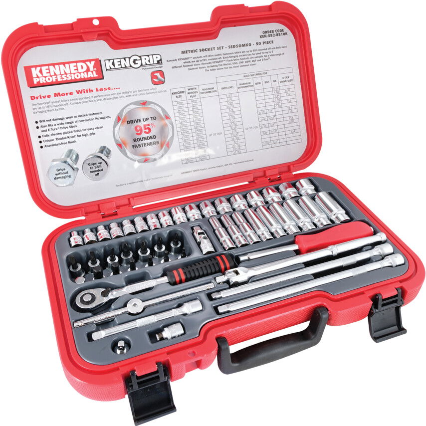 KEN-GRIP DUGÓKULCS KÉSZLETEK- 3/8" NÉGYSZÖG MEGHAJTÓ, 50 DARABOS 
METRIKUS KÉSZLET termék fő termékképe