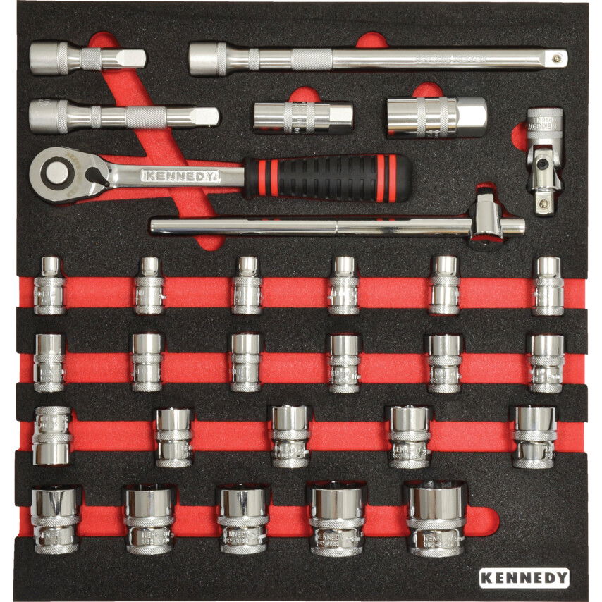 30 RÉSZES METRIKUS  KEN-GRIP 1/2" DUGÓKULCS KÉSZLET SZIVACSBAN M1832 termék fő termékképe