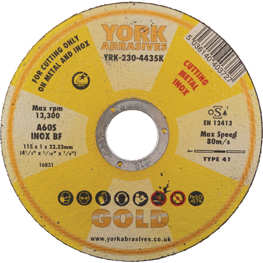 125X1.6X22.23MM A46S INOX BF VÁGÓKORONG termék fő termékképe