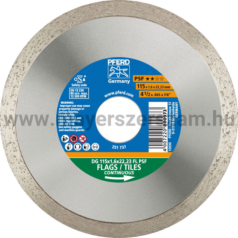 GYÉMÁNTSZEMCSÉS VÁGÓKORONG DG 115x1,6x22,23 FL PSF termék fő termékképe