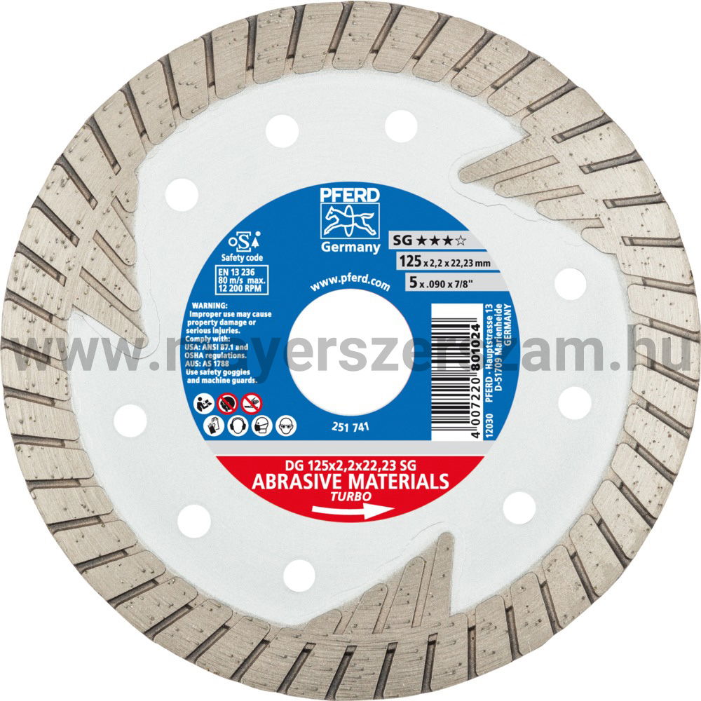 GYÉMÁNTSZEMCSÉS VÁGÓKORONG DG 125x2,2x22,23 SG termék fő termékképe