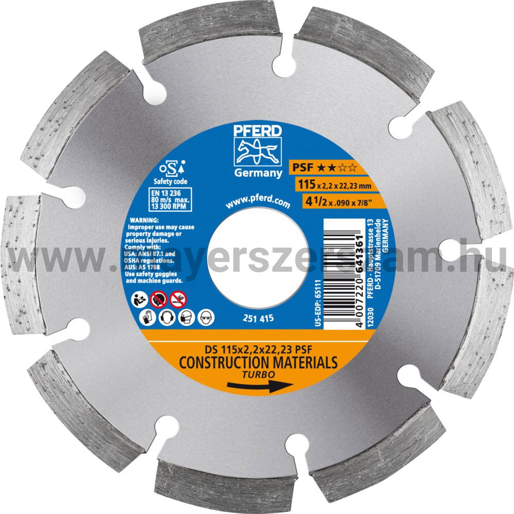 GYÉMÁNTSZEMCSÉS VÁGÓKORONG DS 115x2,2x22,23 PSF termék fő termékképe