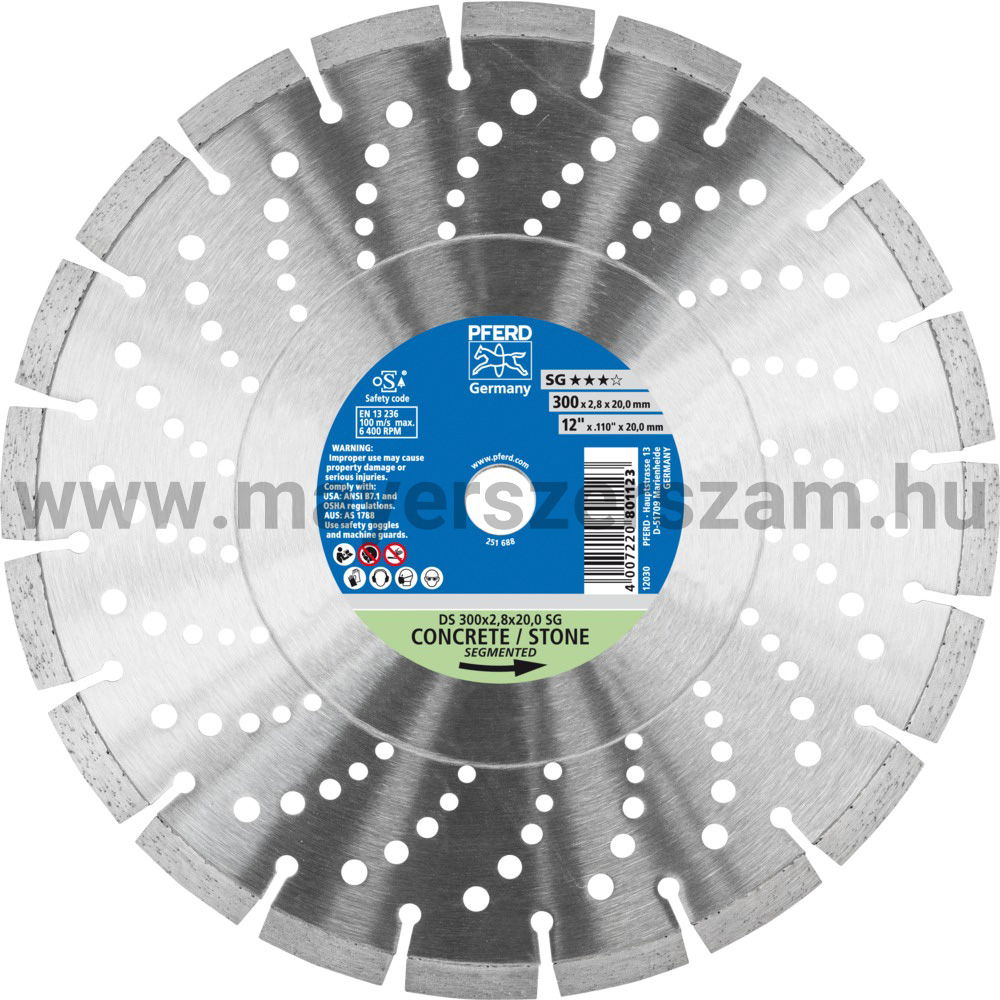 GYÉMÁNTSZEMCSÉS VÁGÓKORONG DS 300x2,8x20,0 SG termék fő termékképe