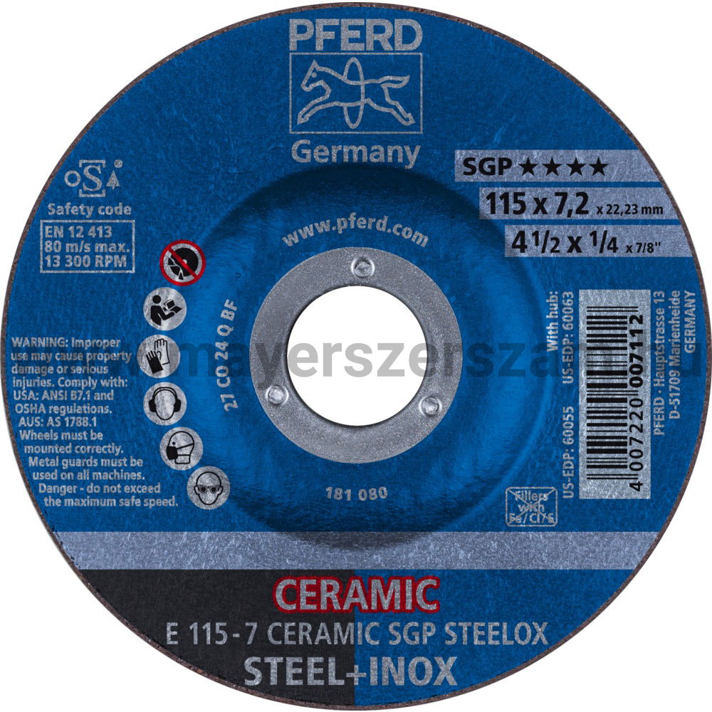 TISZTÍTÓKORONG E 115-7 CERAMIC SGP STEELOX termék fő termékképe