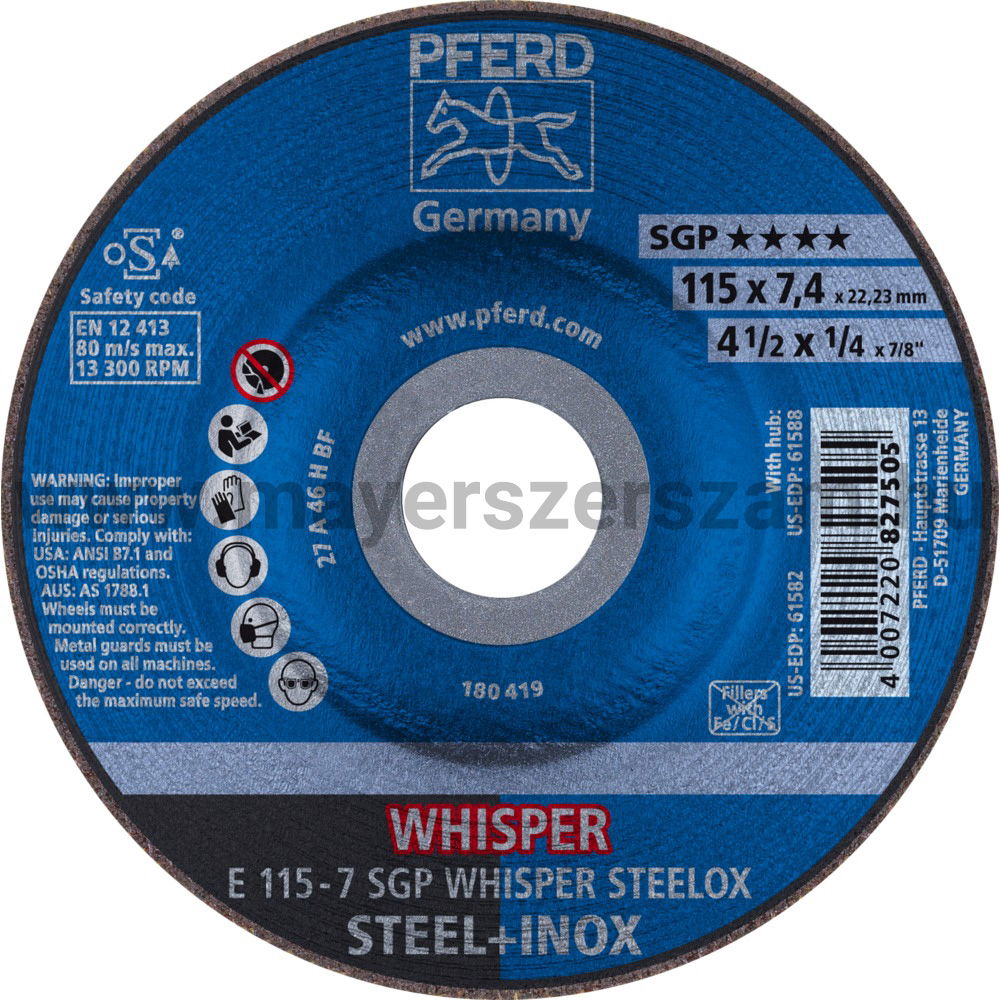 TISZTÍTÓKORONG E 115-7 SGP WHISPER STEELOX termék fő termékképe