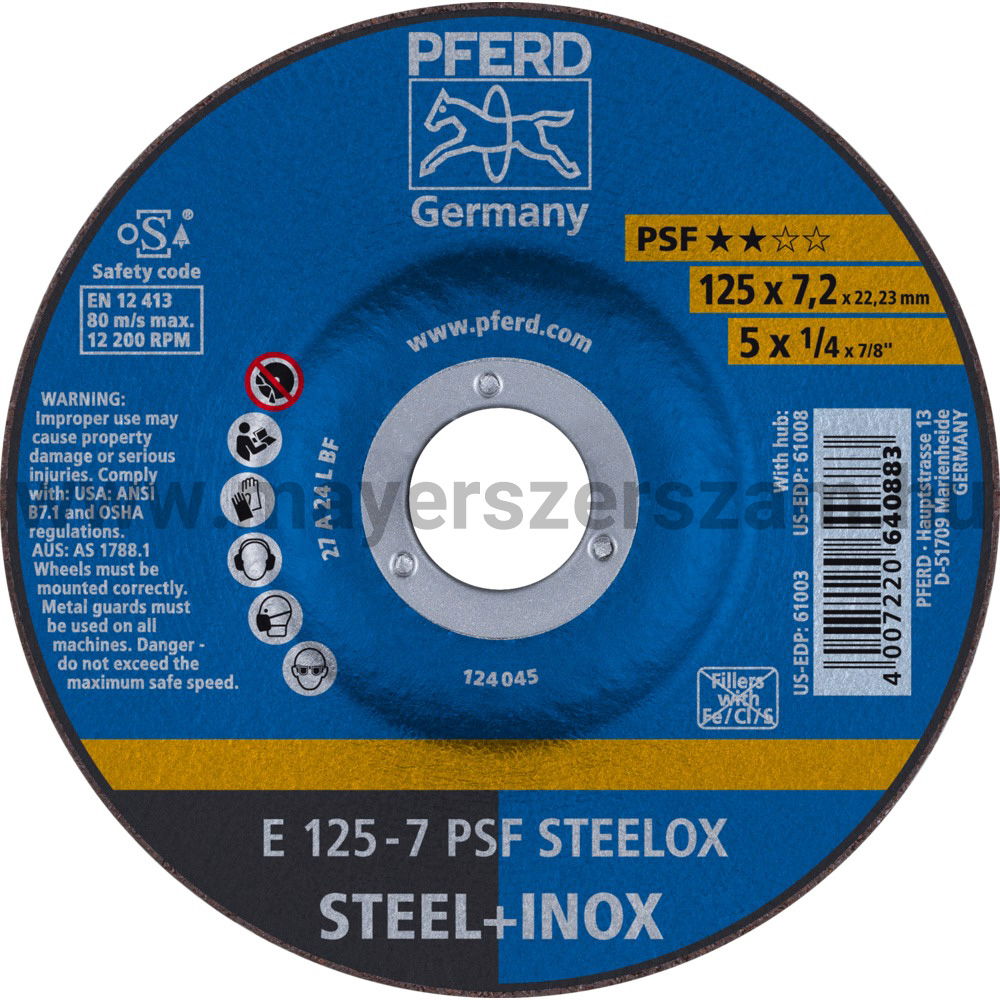 TISZTÍTÓKORONG E 125-7 PSF STEELOX termék fő termékképe