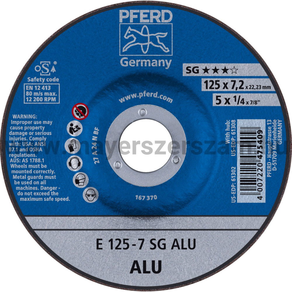 TISZTÍTÓKORONG E 125-7 SG ALU termék fő termékképe