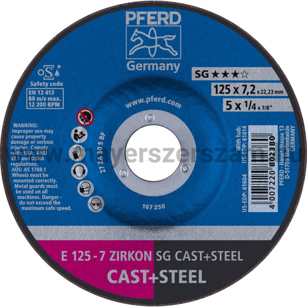 TISZTÍTÓKORONG E 125-7 ZIRKON SG CAST+STEEL termék fő termékképe