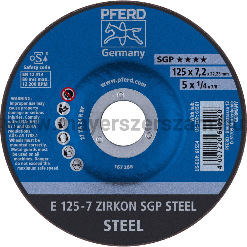 TISZTÍTÓKORONG E 125-7 ZIRKON SGP STEEL termék fő termékképe