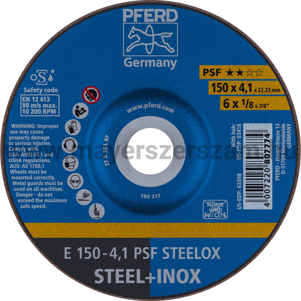 TISZTÍTÓKORONG E 150-4,1 PSF STEELOX termék fő termékképe