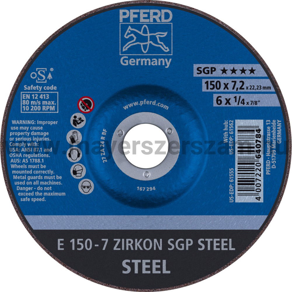 TISZTÍTÓKORONG E 150-7 ZIRKON SGP STEEL termék fő termékképe