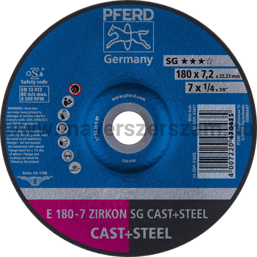 TISZTÍTÓKORONG E 180-7 ZIRKON SG CAST+STEEL termék fő termékképe