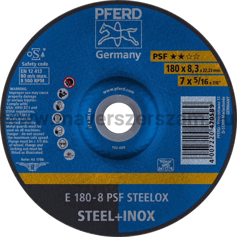 TISZTÍTÓKORONG E 180-8 PSF STEELOX termék fő termékképe