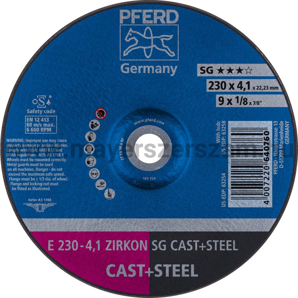 TISZTÍTÓKORONG E 230-4,1 ZIRKON SG CAST+STEEL termék fő termékképe