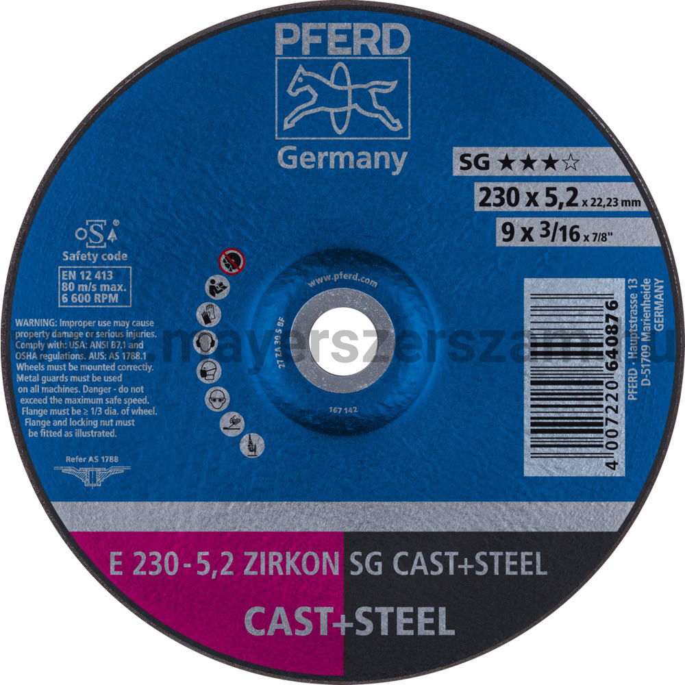 TISZTÍTÓKORONG E 230-5,2 ZIRKON SG CAST+STEEL termék fő termékképe