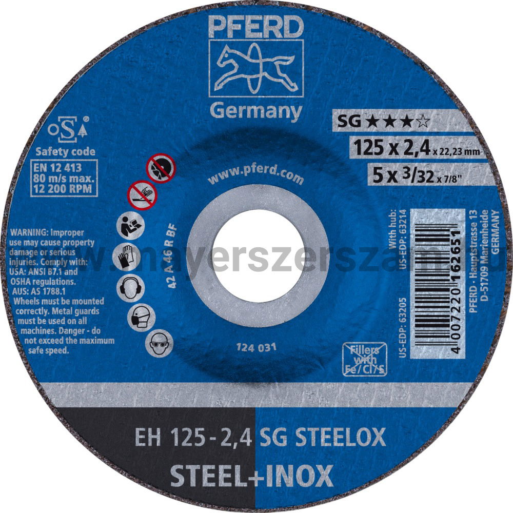 VÁGÓKORONG EH 125-2,4 SG STEELOX termék fő termékképe