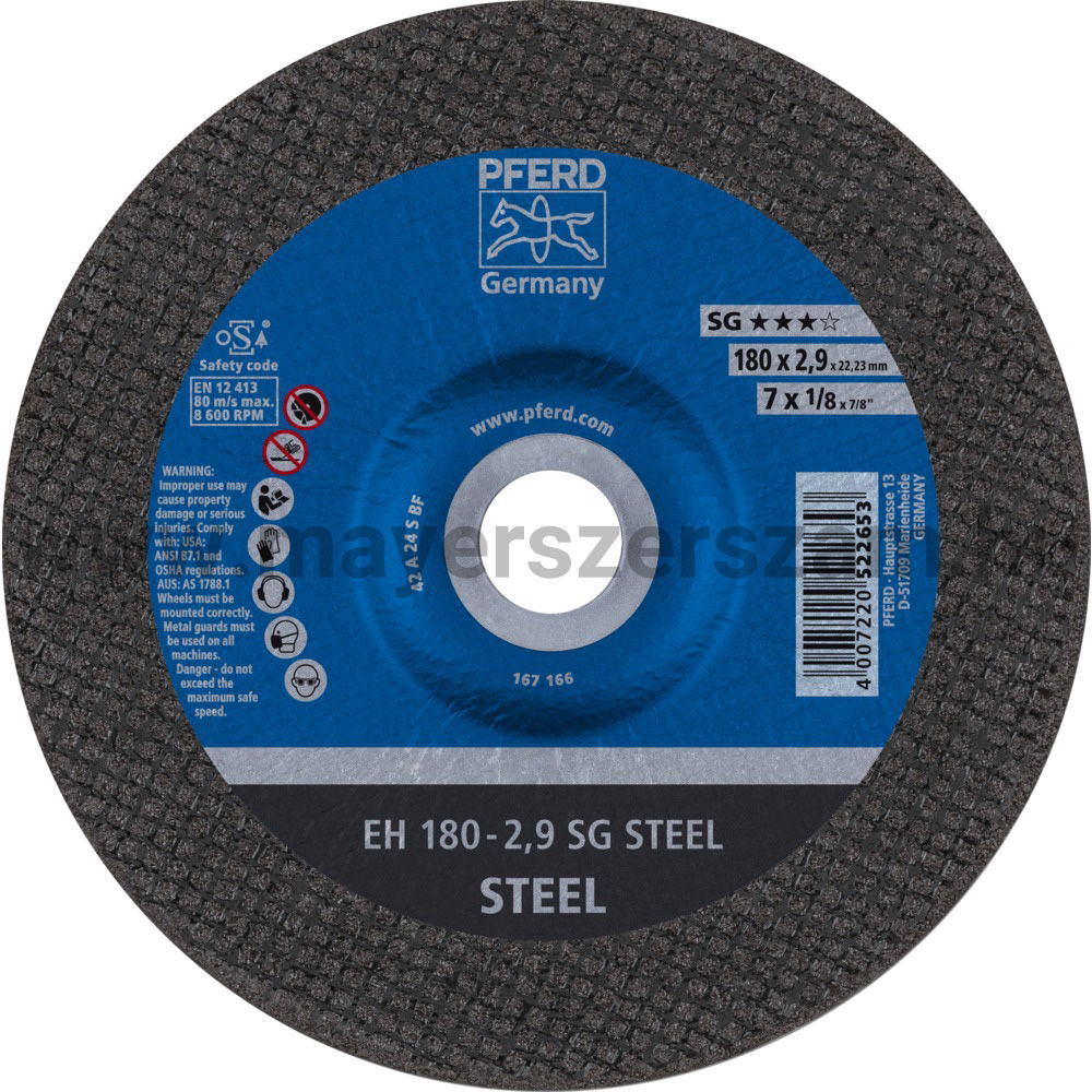 VÁGÓKORONG EH 180-2,9 SG STEEL termék fő termékképe
