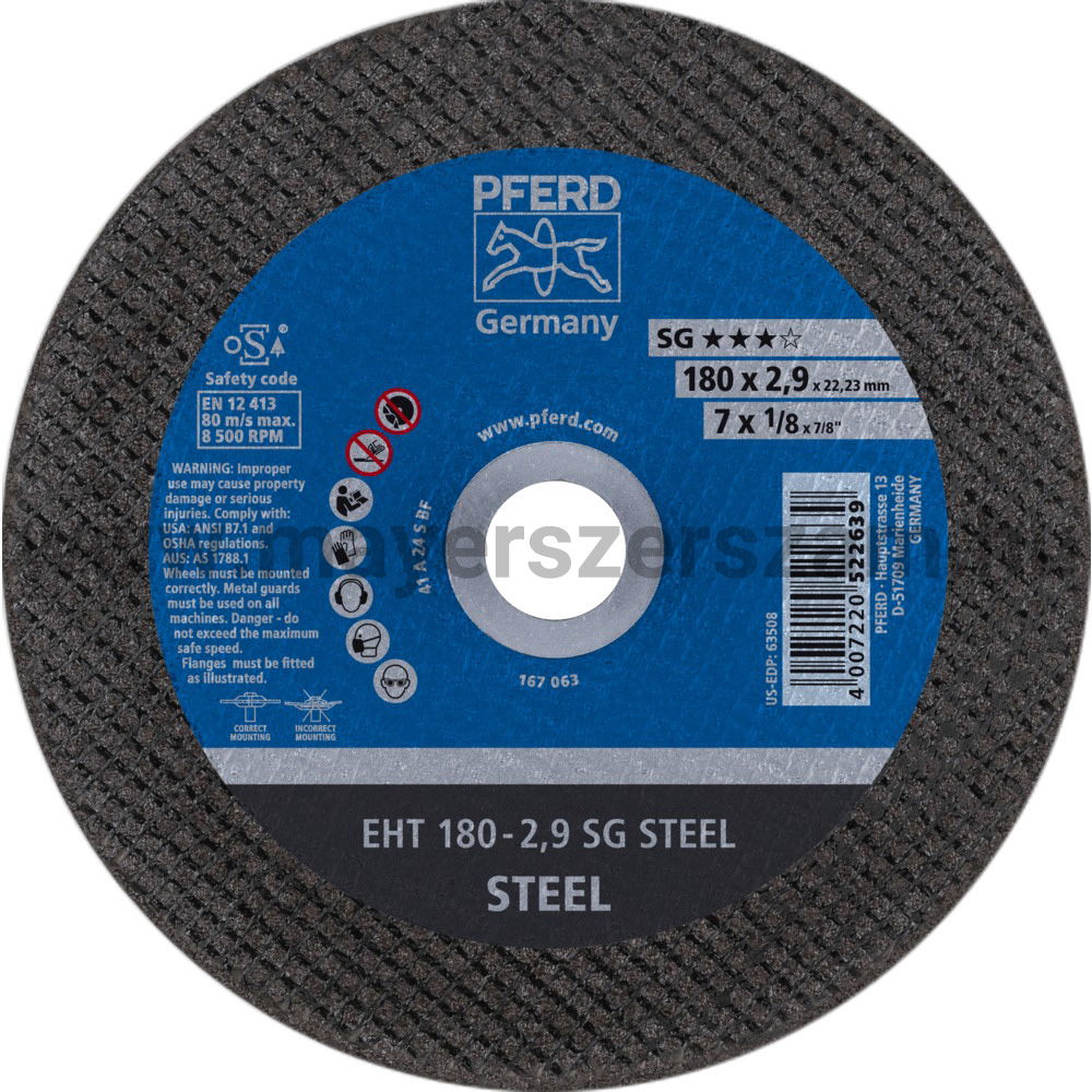 VÁGÓKORONG EHT 180-2,9 SG STEEL termék fő termékképe