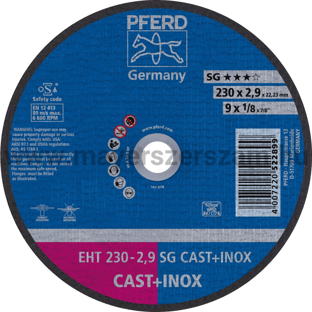 VÁGÓKORONG EHT 230-2,9 SG CAST+INOX termék fő termékképe