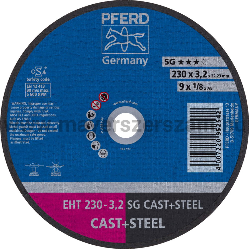 VÁGÓKORONG EHT 230-3,2 SG CAST+STEEL termék fő termékképe