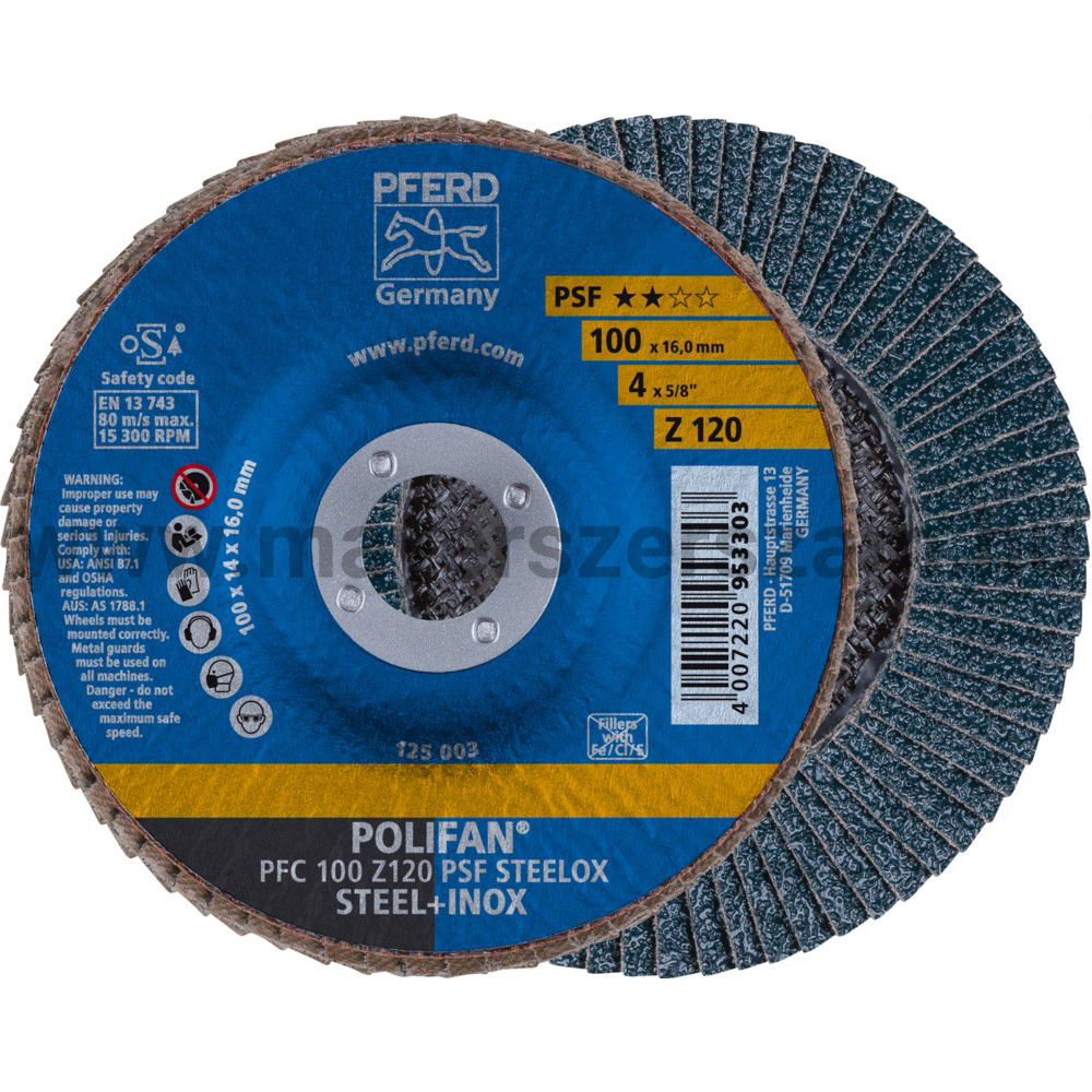 POLIFAN LEGYEZŐLAPOS CSISZOLÓKORONG PFC 100 Z120 PSF STEELOX/16 termék fő termékképe