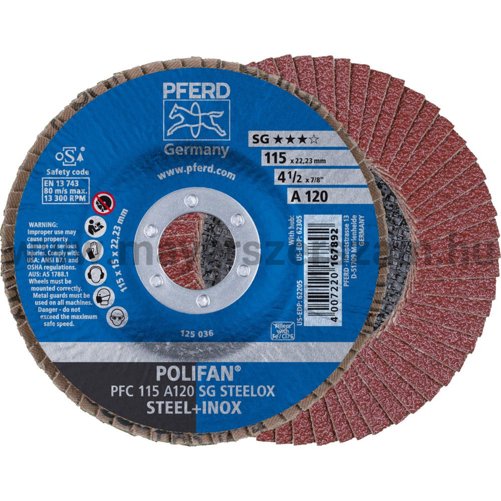 POLIFAN LEGYEZŐLAPOS CSISZOLÓKORONG PFC 115 A120 SG STEELOX termék fő termékképe