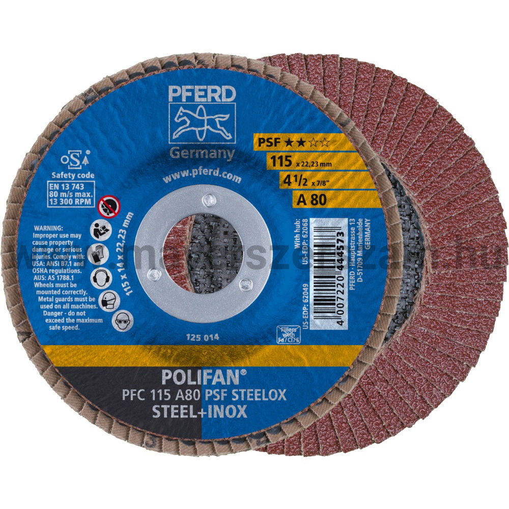POLIFAN LEGYEZŐLAPOS CSISZOLÓKORONG PFC 115 A80 PSF STEELOX termék fő termékképe