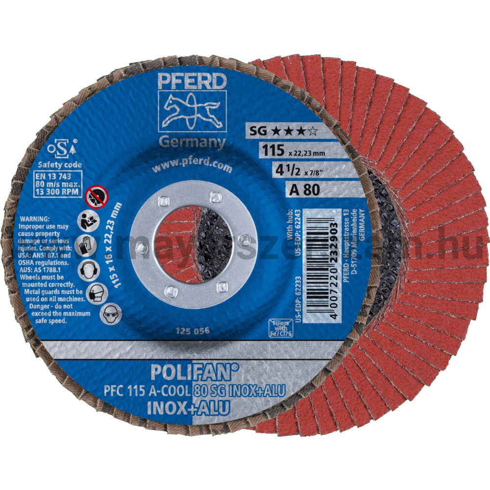POLIFAN LEGYEZŐLAPOS CSISZOLÓKORONG PFC 115 A-COOL 80 SG INOX+ALU termék fő termékképe