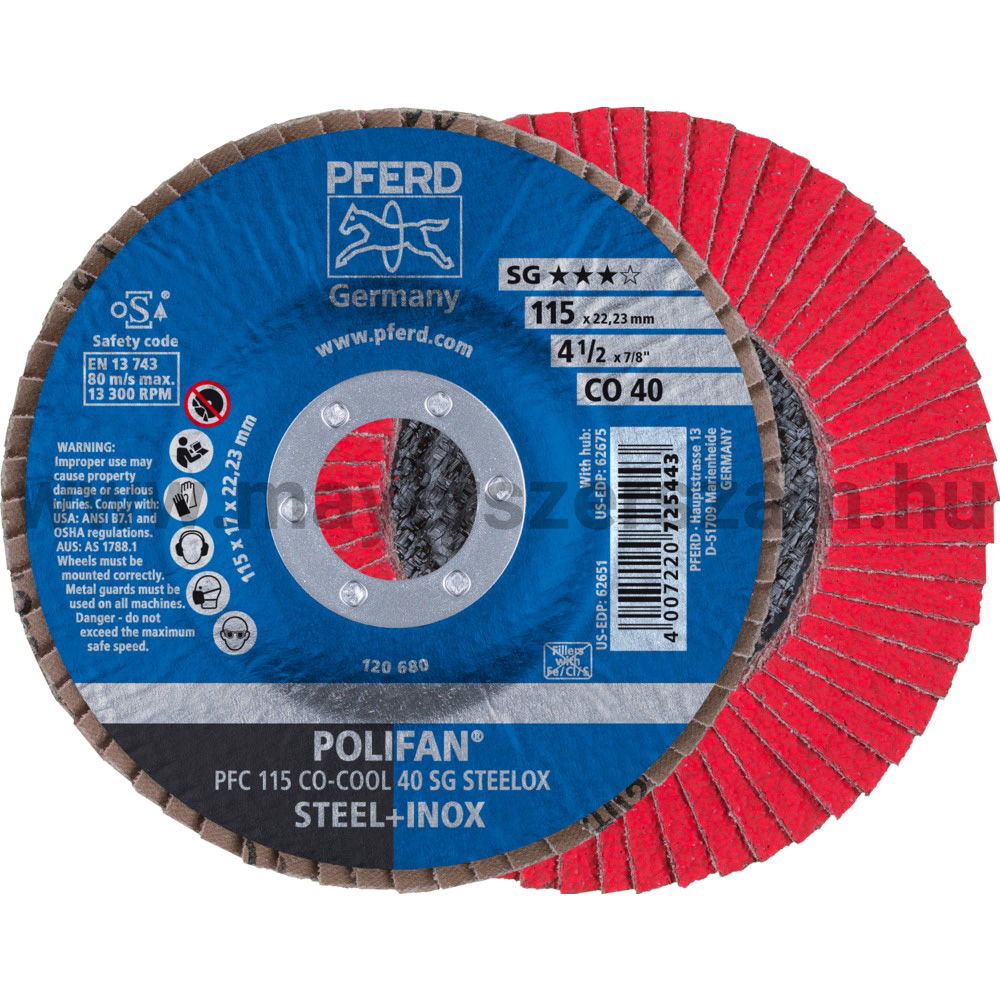 POLIFAN LEGYEZŐLAPOS CSISZOLÓKORONG PFC 115 CO-COOL 40 SG STEELOX termék fő termékképe