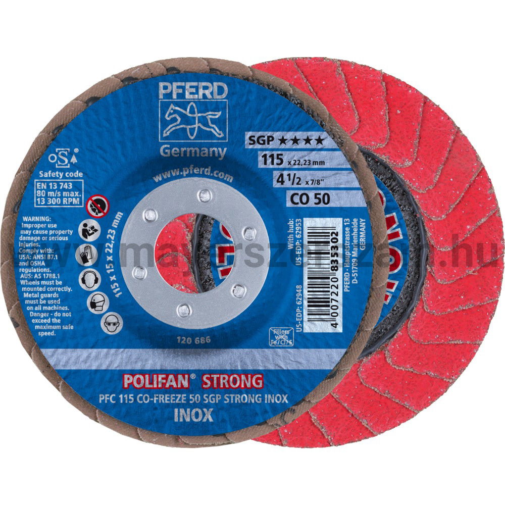 POLIFAN LEGYEZŐLAPOS CSISZOLÓKORONG PFC 115 CO-FREEZE 50 SGP STRONG INOX termék fő termékképe