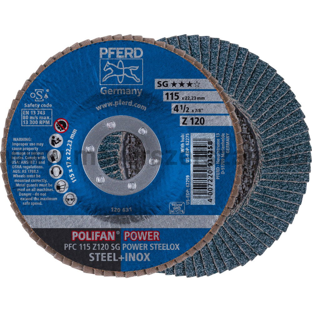 POLIFAN LEGYEZŐLAPOS CSISZOLÓKORONG PFC 115 Z120 SG POWER STEELOX termék fő termékképe