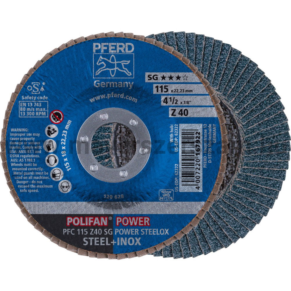 POLIFAN LEGYEZŐLAPOS CSISZOLÓKORONG PFC 115 Z40 SG POWER STEELOX termék fő termékképe