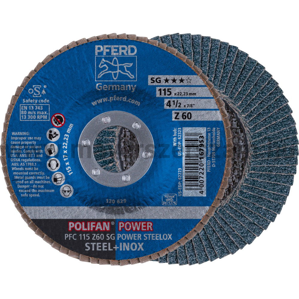 POLIFAN LEGYEZŐLAPOS CSISZOLÓKORONG PFC 115 Z60 SG POWER STEELOX termék fő termékképe